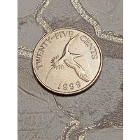 Бермуды 25 центов 1999 года .