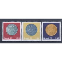 [2277] Бразилия 1977. Нумизматика.Монеты на марках. СЕРИЯ MNH