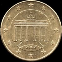 Германия 10 евроцентов 2002 г. (F) КМ#210 (6-20)