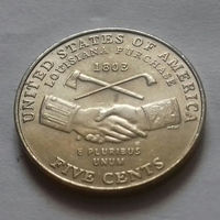 5 центов, США 2004 P, D  экспедиция Льюиса и Кларка, приобретение Луизианы.