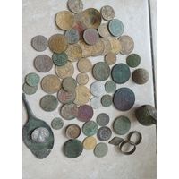 Лот старинных находок Царские монеты медь серебро (нечастые года) ранние советы, вкл, Польша! Пуговицы, лом серебра! Не с рубля