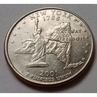 25 центов, квотер США, штат Нью-Йорк, D
