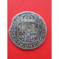 Злотовка (30 грошей) 1663 года AT "Тип 1661-1666" (Польша, Ян II Казимир). С 1 рубля