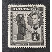 Марка Мальта 1947г. с надпечаткой 1.6