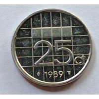 Нидерланды. 25 центов 1989 года.