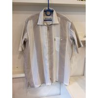 Полосатая рубашка на молнии, короткий рукав, с карманом, р. 54