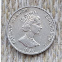 Каймановы острова 5 центов 1990 года. Кайманы. Креветка. Королева Елизавета II.