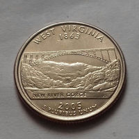 25 центов, квотер США, штат Западная Вирджиния, P  D