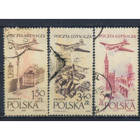 Польша ПНР Авиапочта 1957-8 Самолет Ландшафты #1036-7,1080