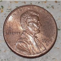 США 1 цент, 2004 Lincoln Cent Отметка монетного двора: "D" - Денвер (4-11-62)