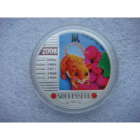 1 доллар 2008 Ниуэ Год крысы (мыши) Успешный На успех Восточный календарь Серебро 999