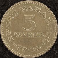 YS: Эстония, 5 марок 1926, литовская копия второго типа, вес 5,01гр, немагнитная, KM# 7, VF