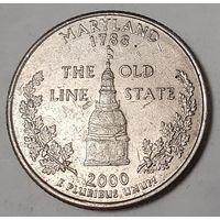 США 1/4 доллара, 2000 Квотер штата Мэриленд Отметка монетного двора: "P" - Филадельфия (4-16-20)
