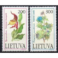 Растения из Красной Книги Литва 1992 год чистая серия из 2-х марок