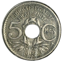 Франция 5 сантимов, 1922 (холдер)