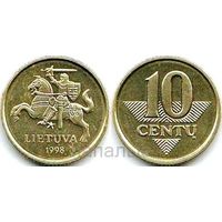 Литва 10 центов 1998, 2008, 2009 - на выбор
