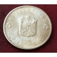 Серебро 0.900! Филиппины 1 песо, 1947 Генерал Дуглас Макартур