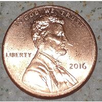США 1 цент, 2016 Lincoln Cent Без отметки монетного двора (4-12-6)