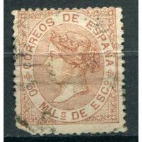 Испания - 1868/69г. - королева Изабелла II, 50 M - 1 марка - гашёная. Без МЦ!