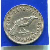 Новая Зеландия 6 пенсов 1958