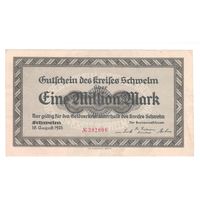 Германия Швельм 1 000 000 марок 1923 года. Состояние XF+/aUNC!
