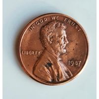 США 1 цент 1987 г.