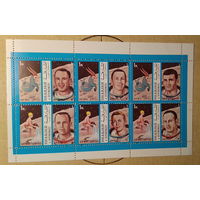 Космонавты, Звездные знаки и астронавты Шаржа ОАЭ 1971 год БЛОК  лот 2020  ЧИСТЫЙ