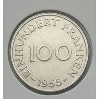 Саар 100 франков 1955 г. В холдере