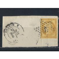 Франция 1873 Цецера Стандарт Вырезка #55 Гаш Звезда Абриес,Верхние Альпы Средний штамп тип 17 Ментона,Приморские Альпы