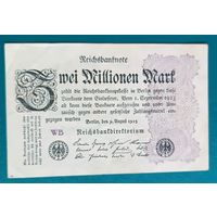2000000  марок 1923  REICHSBANKNOTE  Веймарская республика  Берлин ZWEI MILLIONEN MARK