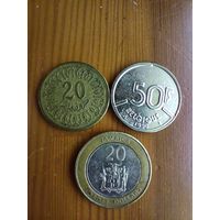 Ямайка 20 долларов 2006, Бельгия 50 франков 1990, Тунис 20 миллимов, 1380 (1960)-42
