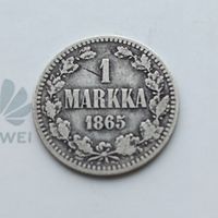 1 марка 1865 года S. Серебро 868. Монета не чищена. 648