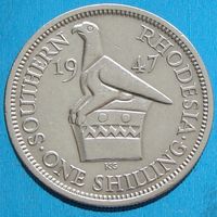 Южная Родезия.  1 шиллинг 1947 года  KM#18b  Тираж: 8.000.000 шт  Георг VI