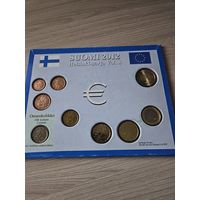 Финляндия  2012 год. 1, 2, 5, 10, 20, 50 евроцентов, 1, 2 евро и 2 цента в позолоте. Официальный набор монет в буклете.