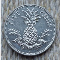 Багамские острова 5 центов 2005 года, UNC. Ананас.