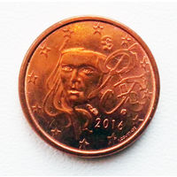 1 евроцент Франция 2016