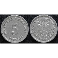 YS: Германия, Рейх, 5 пфеннигов 1912D, KM# 11 (1)