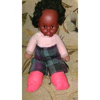 Кукла винтажная 1977 г Негритянка, заводная, мягконабивная