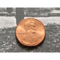 США. 1 цент 2001, б/б (Lincoln Cent).