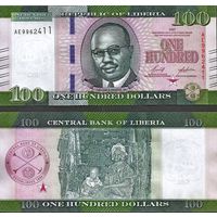 Либерия 100 долларов 2022 год UNC