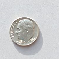 10 центов (дайм Франклина Рузвельта) США 1964 года, серебро 900 пробы. 16