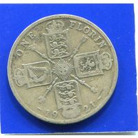 Великобритания 1 флорин ( 2 шиллинга )  1921 , серебро