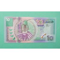 Банкнота 10 гульденов  Суринам 2000 г.