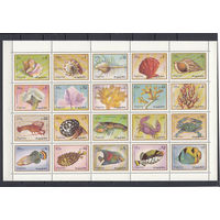 Морская фауна. Фуджейра. 1972. 1 лист из 20 марок (полная серия). Michel N 1019-1038 (12,0 е).