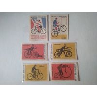 Спичечные этикетки ЧССР. Велосипеды. 1963 год