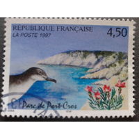 Франция 1997 нац. парк, птица, цветы