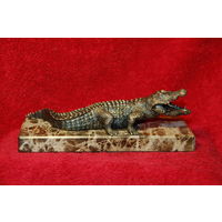 Статуэтка крокодил аллигатор , бронза на мраморе