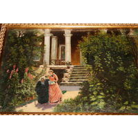 Картина масло холст старая работа "Бабушкин сад" Поленов