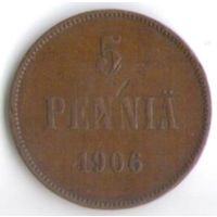 5 пенни 1906 год _состояние XF