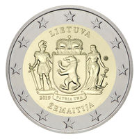 2 евро 2019 Литва Жемайтия UNC из ролла